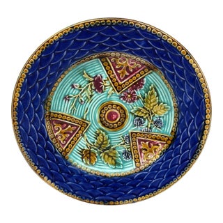 French Majolica Plate Onnaing, Circa 1890 For Sale