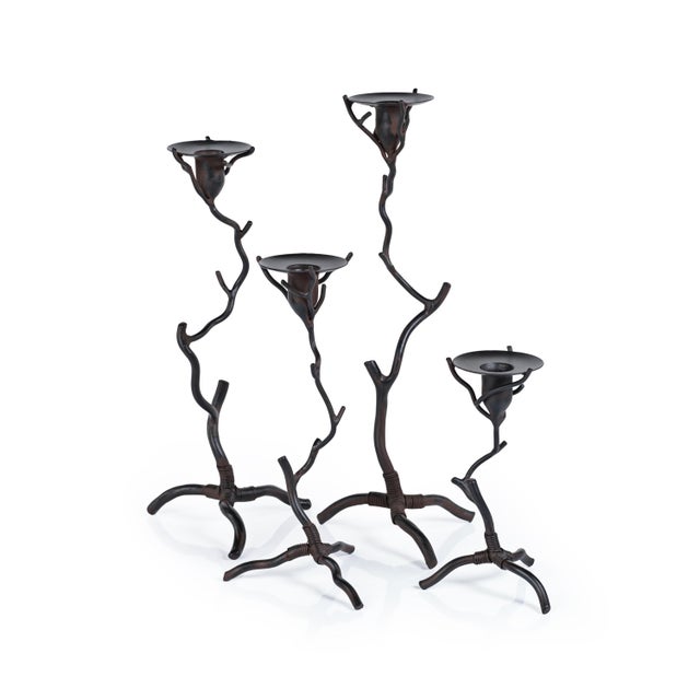 Bring the essence of nature into your home with the Brunel Twig Design Wrought Iron Candleholder. Featuring a dark bronze...