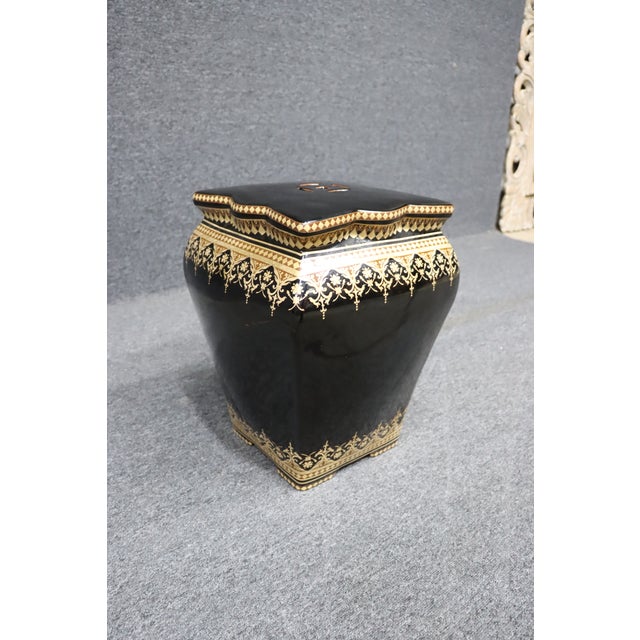 Traditional Regency Style Ceramic Garden Stool For Sale - Image 3 of 6