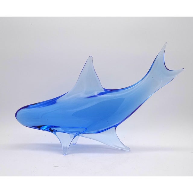 Vintage Murano Glass Shark in Cobalt Blue, 1980s, in Flawless conditions. Designed 1980 to 1989