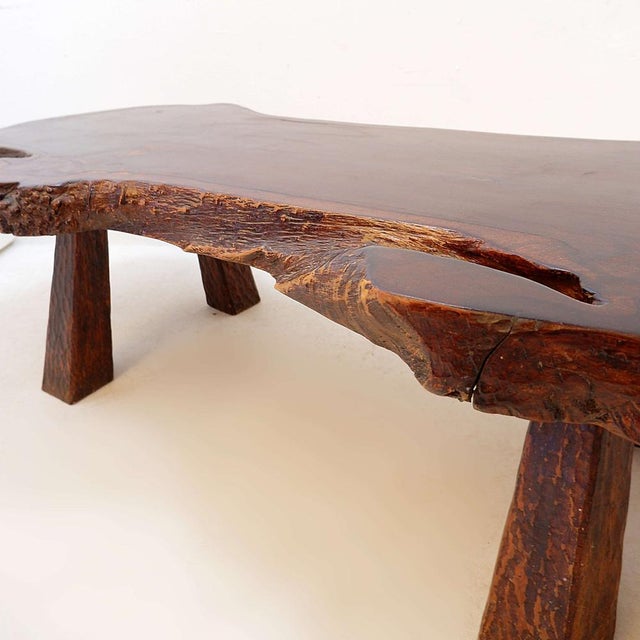 Large Mid-Century Brutalist Live Edge Coffee Table, 1950s For Sale - Image 14 of 16