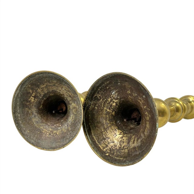 1840s English Brass Candlesticks - a Pair For Sale - Image 6 of 8