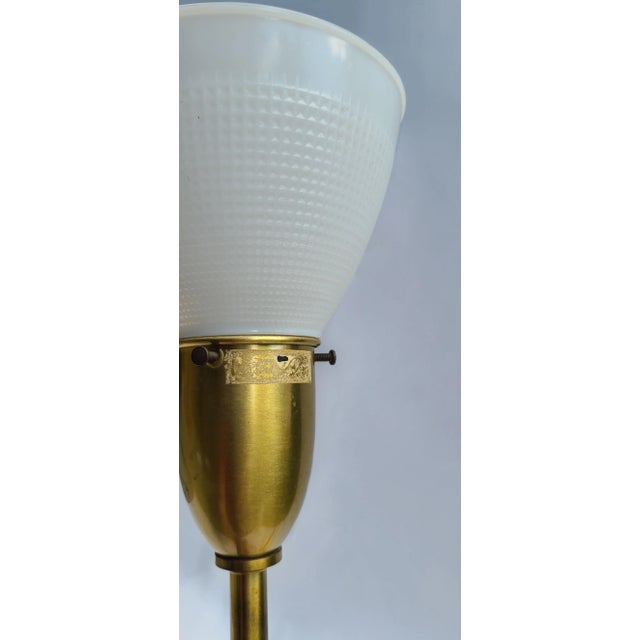 1960s Pair of 1960s Rembrandt Resin Swirl Table Lamps With Milk Glass Torchiere Shades For Sale - Image 5 of 12