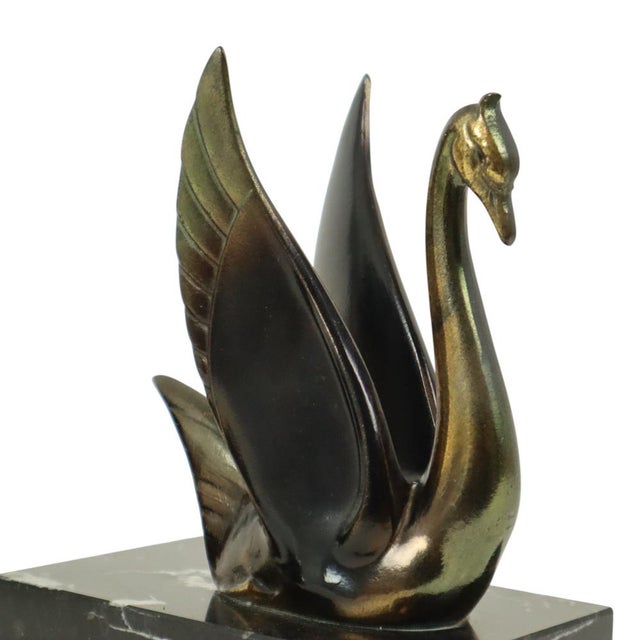 French Art Deco Swan Bookends, 1930s, Set of 2 For Sale - Image 11 of 18