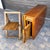 Vintage Mid-Century Modern Space Saver Minimalist Hide Away Dropleaf Table W/ 4 Hidden Folding Chairs, Romania, C. 1960's For Sale - Image 4 of 10