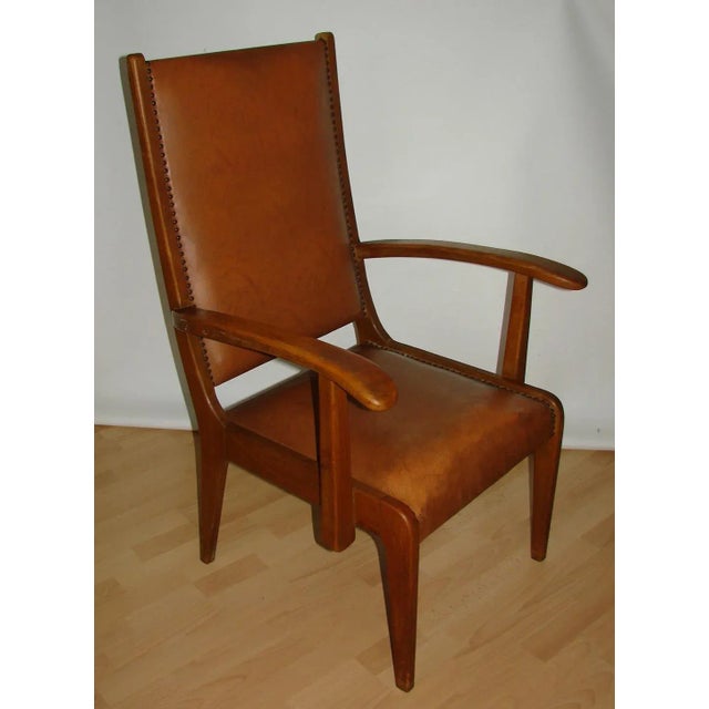 Brown Beech Side Chair, 1950s For Sale - Image 8 of 14