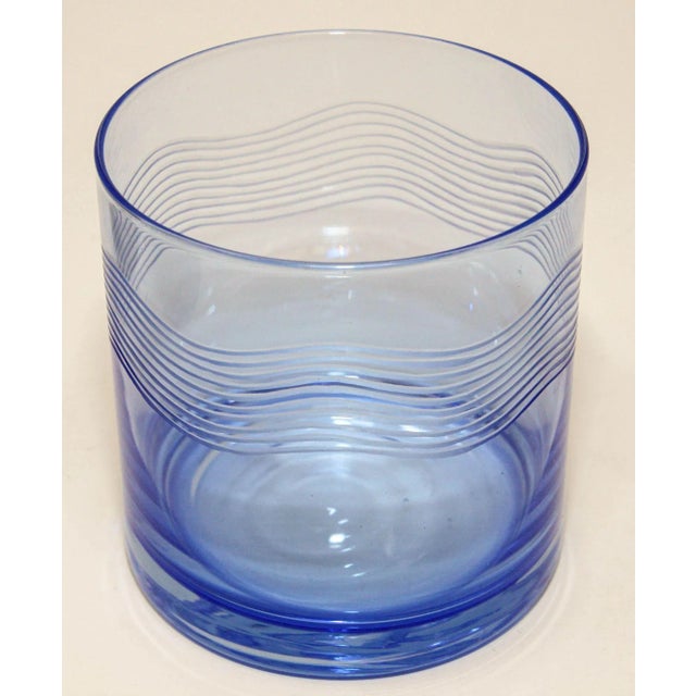 Glass Set of Four Vintage Drinking Colored Crystal Glasses With Etched Design For Sale - Image 7 of 13