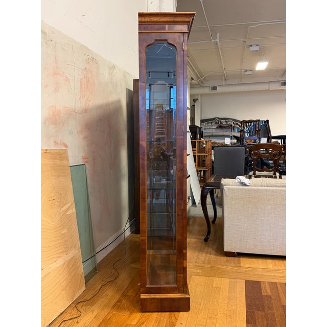 Mid 20th Century Vintage Henredon Burl Wood Double Lighted Curio China Cabinet For Sale - Image 5 of 12