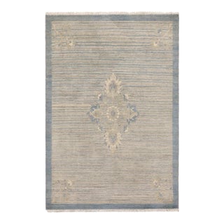 Boho Chic Gabbeh Blue/Beige Wool Rug - 3'3'' X 4'10'' For Sale