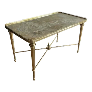 1940s Maison Ramsay Brass & Oxidized Brass Top Coffee Table