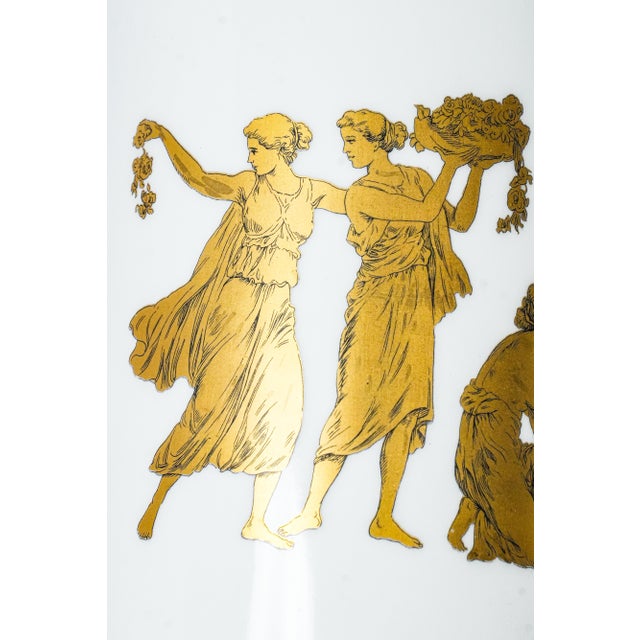 Nice Cylinder Antique Neoclassical Porcelain Gold White Vase Gerold Porzellan Bavaria West Germany For Sale - Image 10 of 13