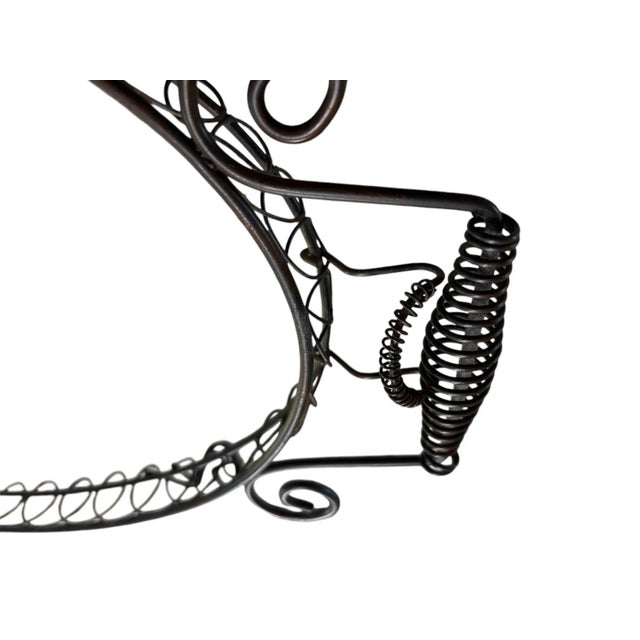 Avocado Late 1990s Portuguese Embossed Ceramic Tray With Wrought Iron Stand, Set of 2 For Sale - Image 8 of 10