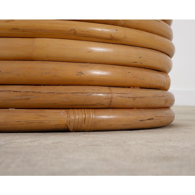 Mid-Century 7 Strand Paul Frankl Style Stacked Rattan Ottoman For Sale - Image 18 of 18
