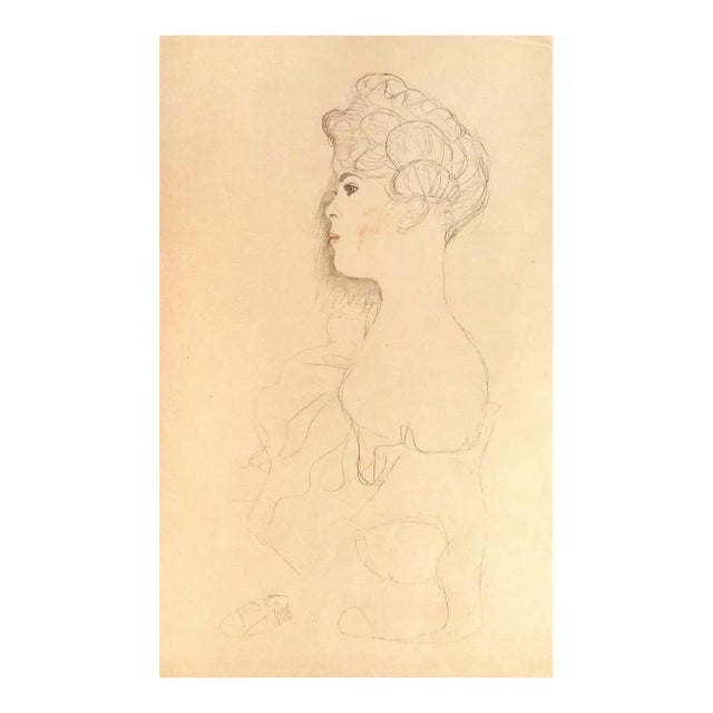 Sketched Portrait - 1910s - Original Collotype Print by Gustav Klimt 1919 For Sale