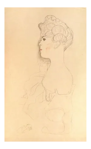 Sketched Portrait - 1910s - Original Collotype Print by Gustav Klimt 1919