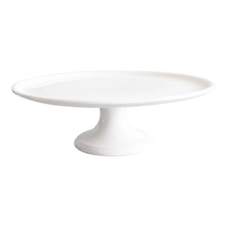 19th Century French Sarreguemines White Ironstone Cake Stand For Sale