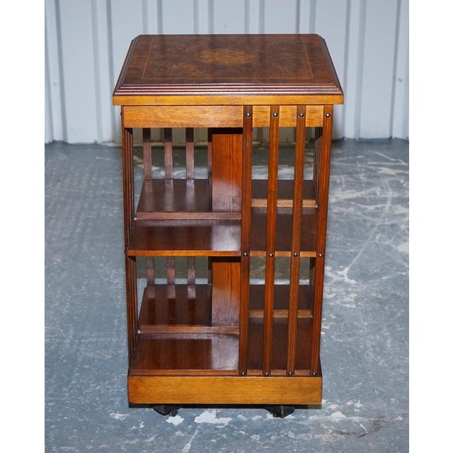 VintageTop Revolving Bookcase in Burr Walnut For Sale - Image 3 of 16