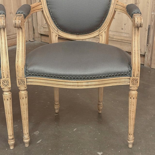 Pair Antique French Louis XVI Medallion Armchairs ~ Fauteuils For Sale - Image 9 of 18