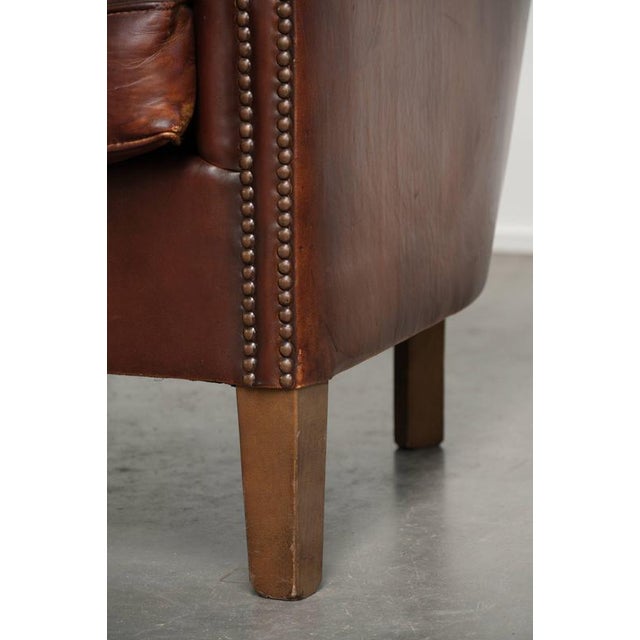 Sheepskin Club Armchairs in Dark Cognac, Set of 2 For Sale - Image 14 of 15