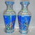 1950s Pair of Chinese Hexagonal Blue Ground Famille Rose Peacock & Bird Porcelain Vases, Chinoiserie Decor Vessels For Sale - Image 5 of 9