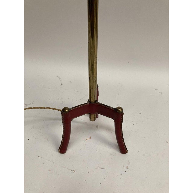 1950s Leather and Brass Table Lamp Designer: Jacques Adnet For Sale In Chicago - Image 6 of 6