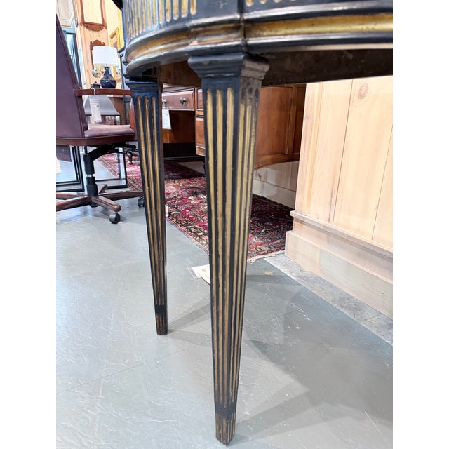 Antique Neoclassical Marquetry Demilune Console Table For Sale - Image 9 of 9