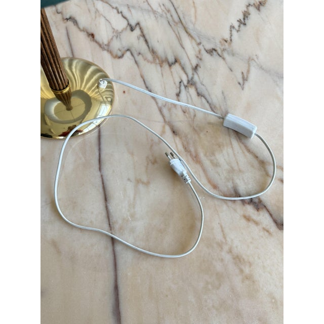 Mid-Century Wood and Brass Table Lamp with Gucci Fabric Shade, Italy, 1970s For Sale - Image 9 of 13