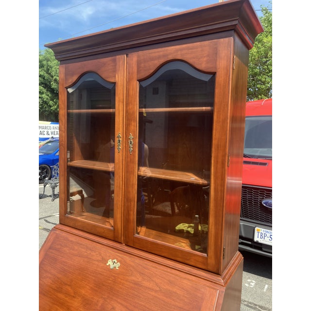 Henkel Harris John Hancock Wild Black Cherry Secretary Bookcase | Chairish
