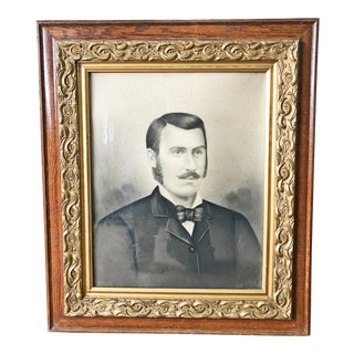 Vintage Victorian Photograph in Original Ornate Wood Frame For Sale