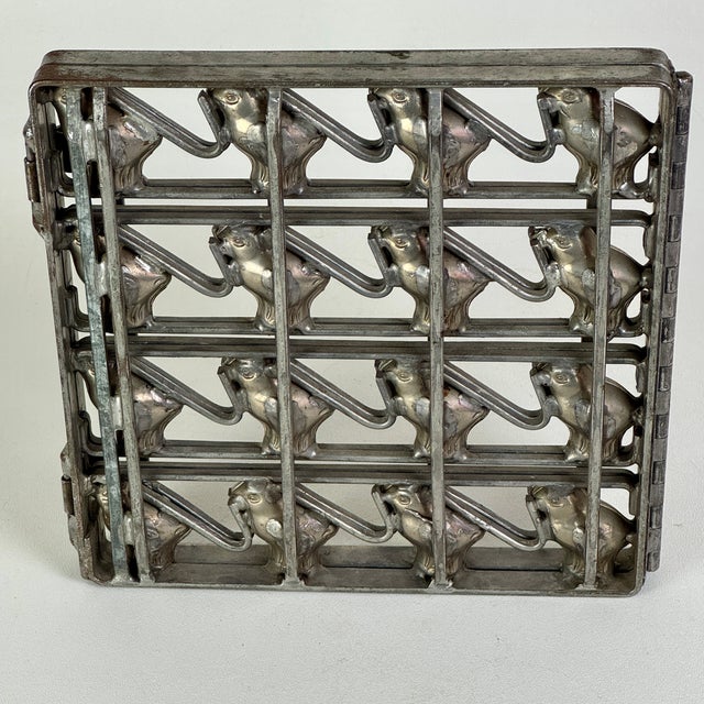 Antique 16 Count Baby Chicks Metal Hinged Chocolate Mold For Sale - Image 4 of 6
