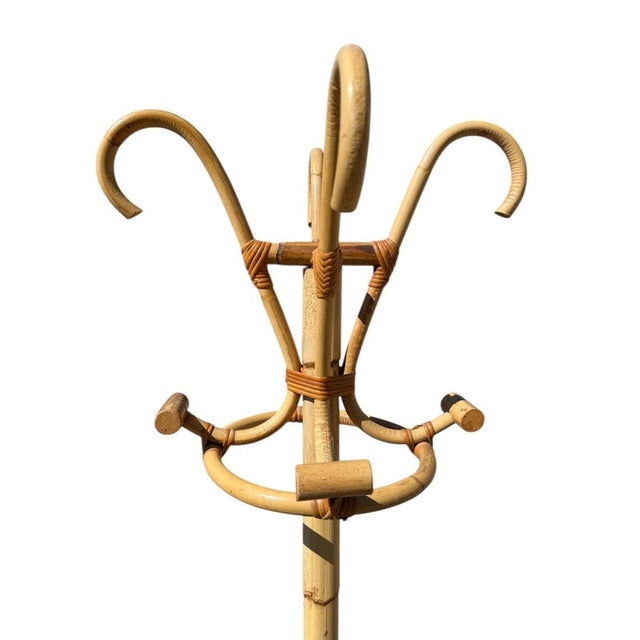 1960s Vintage Rattan Coat Rack, 1960s For Sale - Image 5 of 11