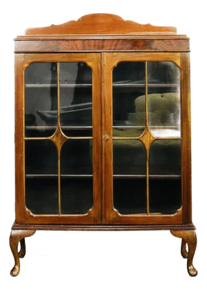 Vintage Art Deco Bookcase With Mullioned Doors and Adjustable Shelves