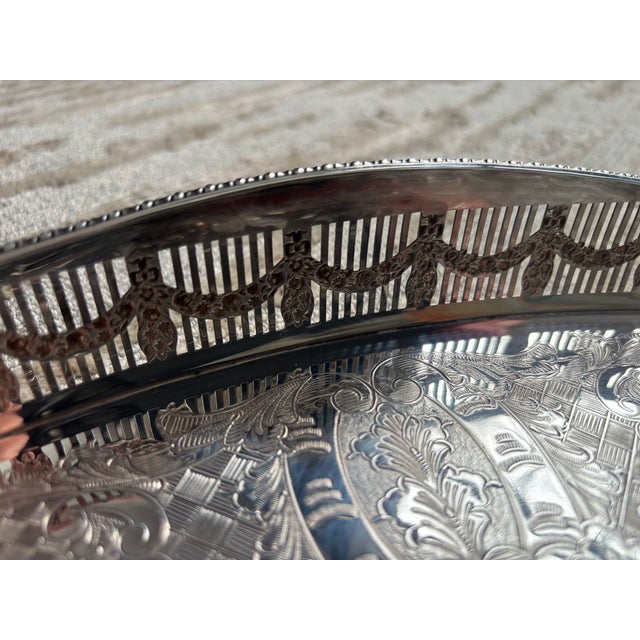 Metal Sheffield Silver Plate Reticulated Gallery Tray For Sale - Image 7 of 11