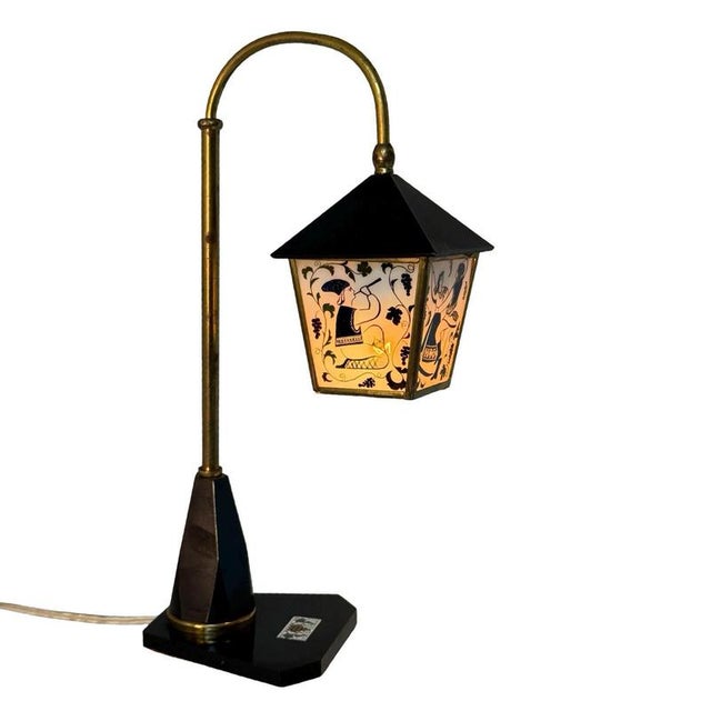 Vintage Art Deco Table Lamp with Stained Glass Shade and Decorative Base, Ukraine, 1960s For Sale - Image 9 of 9
