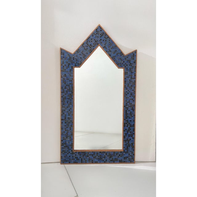 Wood Decorative Wall Mirror with Blue Mosaic Frame, 2009 For Sale - Image 7 of 7