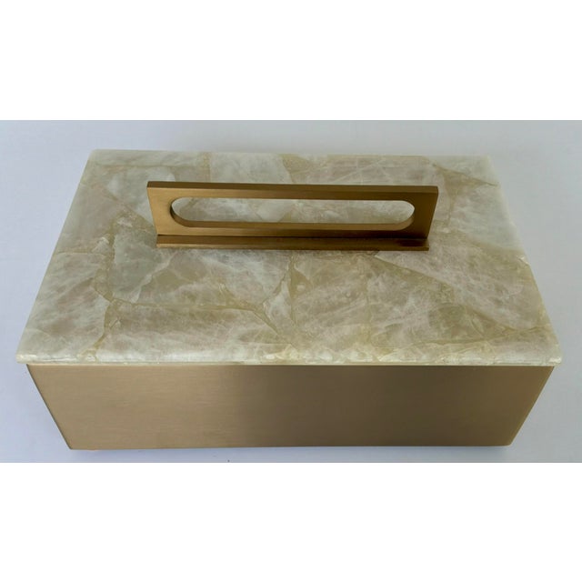 Stylish Revelation Modern Quartz and Satin Brass Box, showroom floor sample