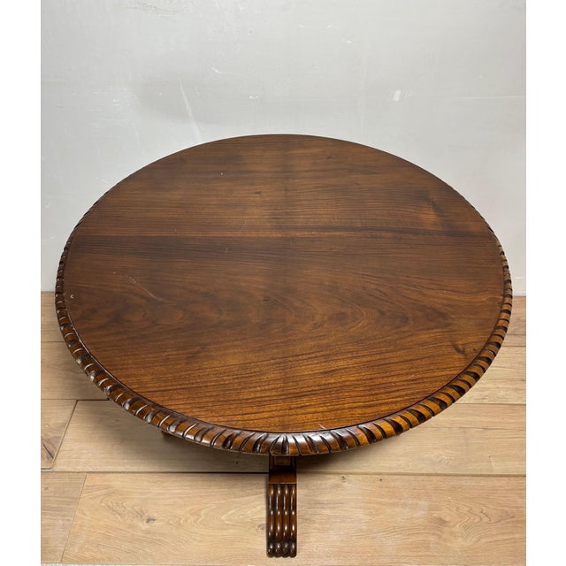 Neoclassical Revival Round Walnut Side Table, 1920s For Sale - Image 10 of 11