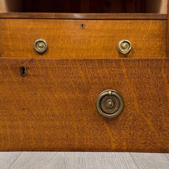 Antique Early 20th Century English Edwardian Golden Oak Bureau For Sale - Image 13 of 14