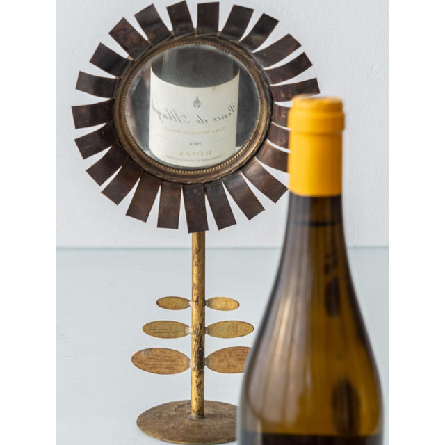 Mid-Century French Brass and Copper Sunflower Table Mirror by Jean Vinay, 1960s For Sale - Image 11 of 13