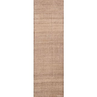 Nazmiyal Collection Minimalist Neutral Light Cream Contemporary Runner Rug For Sale