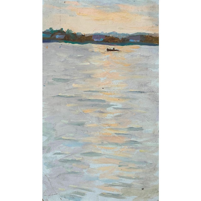 Impressionism River Landscape Oil Painting, Ukrainian Art, 1970s For Sale