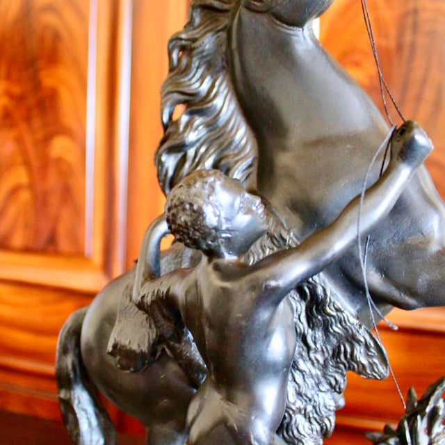Black Marly Horse (Cheval De Marly) Sculptural Cast Metal Lamp For Sale - Image 8 of 13