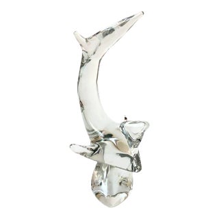 Large Modernist Crystal Shark by Kristaluxus For Sale