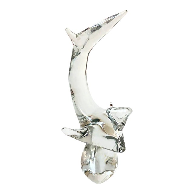 Large Modernist Crystal Shark by Kristaluxus For Sale