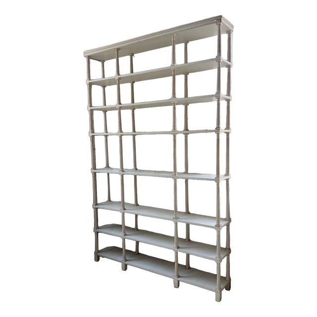 Napoleon White Patinated Bookcase, 1890s For Sale