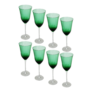 Contemporary Green Glass Water Goblets Made in Czech Republic - Set of 8 - Christmas Dining