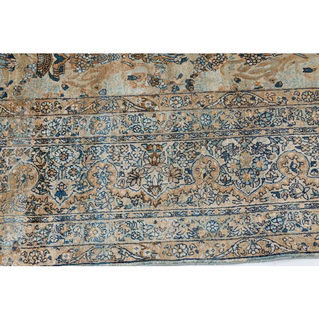 Ivory High-quality Vintage Persian Kirman Handmade Wool Rug For Sale - Image 8 of 10