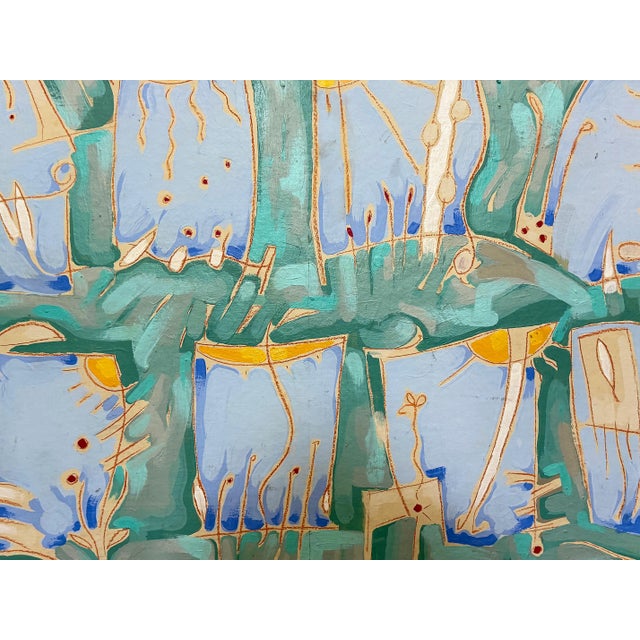 Late 20th Century Vintage 1980s Subtle Patterned Abstract Painting, Framed For Sale - Image 5 of 10