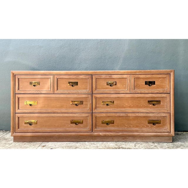Stanley Furniture Vintage Brass Handle Campaign Dresser For Sale - Image 4 of 12