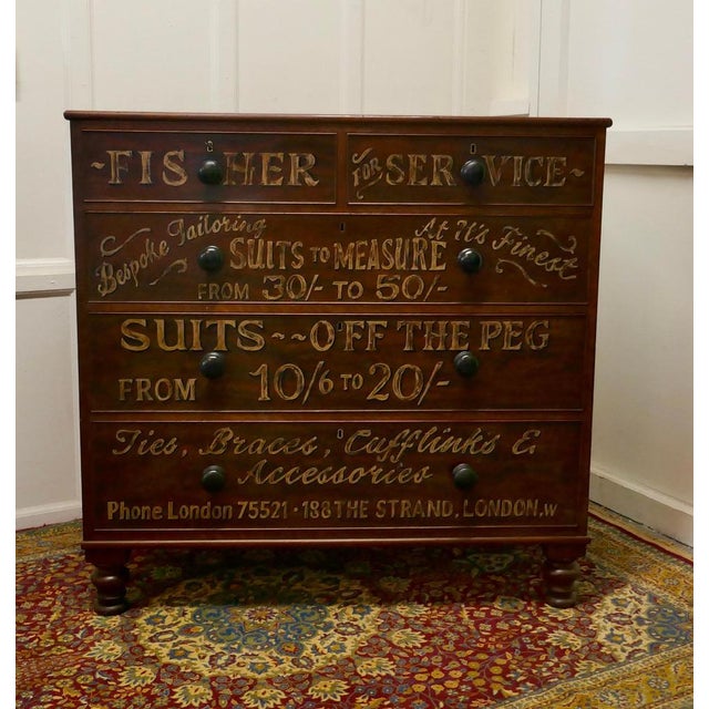 Victorian mahogany sign painted chest of drawers, fisher gentleman’s outfitter shop display This is a real Gem, the chest...
